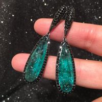 Black Crystal Earrings Women's Winter S925 Silver Tourmaline Drop Earrings main image 4