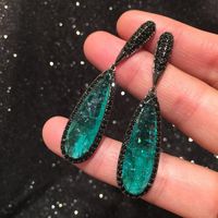 Black Crystal Earrings Women's Winter S925 Silver Tourmaline Drop Earrings main image 5