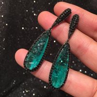 Black Crystal Earrings Women's Winter S925 Silver Tourmaline Drop Earrings main image 6