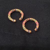 الكورية الأزياء التدرج الملونة مايكرو مطعمة الماس مخطط الأذن العظام كليب المعادن C على شكل بوهو الأذن كليب main image 4