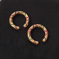 الكورية الأزياء التدرج الملونة مايكرو مطعمة الماس مخطط الأذن العظام كليب المعادن C على شكل بوهو الأذن كليب main image 5