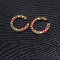 Korean Fashion Gradient Colored Micro-inlaid Diamond Striped Ear Bone Clip Metal C-shaped Boho Ear Clip main image 6