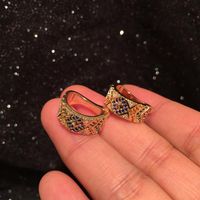 Korean Fashion Geometric Square Gradient Colored Micro Inlaid Zircon Ear Clip main image 4