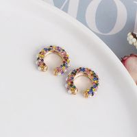Simple And Stylish Micro-set Colorful Zircon Earrings main image 5