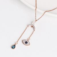 Devil&#39;s Eye Necklace Pearl Inlaid Blue Diamond Eye Necklace Female Back Cover Micro Inlay Pendant Clavicle Chain main image 3