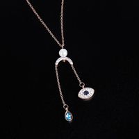Devil&#39;s Eye Necklace Pearl Inlaid Blue Diamond Eye Necklace Female Back Cover Micro Inlay Pendant Clavicle Chain main image 4