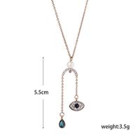 Devil&#39;s Eye Necklace Pearl Inlaid Blue Diamond Eye Necklace Female Back Cover Micro Inlay Pendant Clavicle Chain main image 5