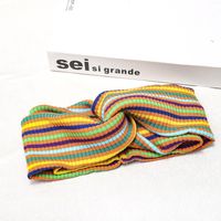 Rainbow Striped Headband Autumn And Winter Hot Sale Knotted Headscarf sku image 4