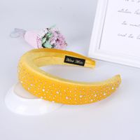 Hair Hoop Rhinestone Velvet Cloth Headband Diamond Gold Velvet Rhinestone Sponge Hair Hoop sku image 1