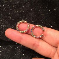 Koreanische Mode Farbverlauf Mikro Eingelegte Diamant Gestreifte Ohr Knöcherle Metall C-förmige Böhmische Kreative Ohr Clip sku image 1