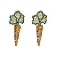 Aretes De Personalidad De Moda Temperamento Femenino Pendientes De Zanahoria Vegetal De Diamantes Completos sku image 2