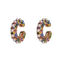53001 Kreative Einfache Und Modische Mikro Eingelegte Farbige Zirkon Ohrringe Runde Geometrische Voll Diamant Ohr Knochen Ohr Schmuck Frauen sku image 3