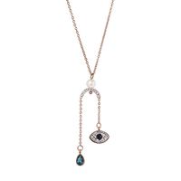 Devil&#39;s Eye Necklace Pearl Inlaid Blue Diamond Eye Necklace Female Back Cover Micro Inlay Pendant Clavicle Chain sku image 1