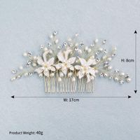 Bridal Jewelry Beautiful Alloy Flowers Inserted Comb Handmade Pearl Hair Comb Dress Headdress main image 6
