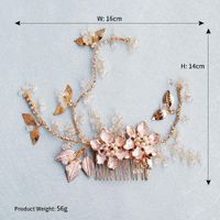 Handmade Bridal Headdress Alloy Flower Branch Hair Comb Pearl Diamond Insert Comb Hair Accessories main image 6