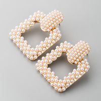 Fashion Earrings Earrings Female Wild Full Of Small Pearl Square Hollow Earrings Exaggerated main image 3
