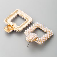 Fashion Earrings Earrings Female Wild Full Of Small Pearl Square Hollow Earrings Exaggerated main image 5