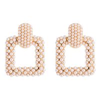 Fashion Earrings Earrings Female Wild Full Of Small Pearl Square Hollow Earrings Exaggerated main image 6