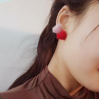Multicolor Mohair Sweet Peach Heart Multi-pierced Personality Small Earrings Women main image 5