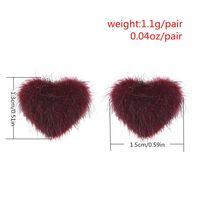 Multicolor Mohair Sweet Peach Heart Multi-pierced Personality Small Earrings Women main image 3