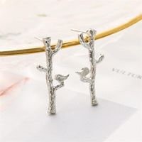 Personalized Design Ear Jewelry Golden Branch Bird Ear Studs Wholesale main image 4