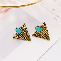 Personalized Fashion Alloy Retro Triangle Turquoise Earrings Wholesale main image 1