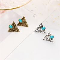 Personalized Fashion Alloy Retro Triangle Turquoise Earrings Wholesale main image 3