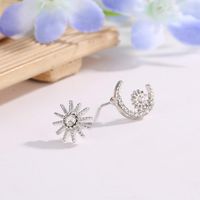 New Korean Star And Moon Earrings Cute Star Moon Diamond Asymmetric Earrings main image 5