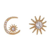 New Korean Star And Moon Earrings Cute Star Moon Diamond Asymmetric Earrings main image 6