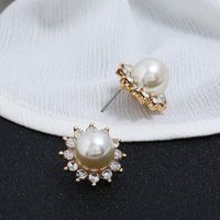 Legierung Perlen Große Ohrringe Japan Und Korea Mode Temperament Sonne Ohrringe Niedliche Einfache Ohrringe Frauen  Neu main image 3