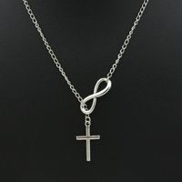 New Silver Plated Character Cross Sweater Chain Jewelry Girls Popular Necklace main image 1