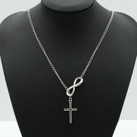 New Silver Plated Character Cross Sweater Chain Jewelry Girls Popular Necklace main image 3