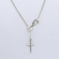New Silver Plated Character Cross Sweater Chain Jewelry Girls Popular Necklace main image 4