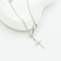 New Silver Plated Character Cross Sweater Chain Jewelry Girls Popular Necklace main image 6