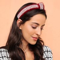 Women's Broad-knit Mink Hair Trendy Hoop With Pearl Knotting Solid Color Knitted Hair Accessories main image 1