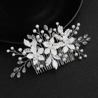 Jewelry Handmade Temperament High-end Insert Comb Thin Coated Alloy Flower Head Hair Ornaments sku image 1