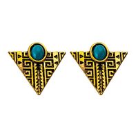 Personalized Fashion Alloy Retro Triangle Turquoise Earrings Wholesale sku image 1