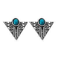 Personalized Fashion Alloy Retro Triangle Turquoise Earrings Wholesale sku image 2