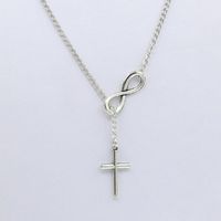 New Silver Plated Character Cross Sweater Chain Jewelry Girls Popular Necklace sku image 1
