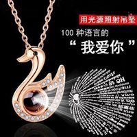 520 Necklace Female Love Memory 100 Languages I Love You Pendant Necklace Spot Wholesale Fashion sku image 1