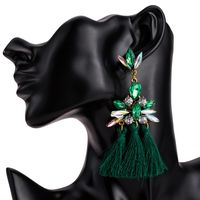 Exaggerated Women&#39;s Fashion Scalloped Long Tassel Earrings Alloy Diamond Bohemia Earrings main image 5