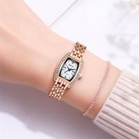 Personalized Versatile Diamond-studded Wine Barrel-shaped Steel Strap Bracelet Watch For Women main image 3