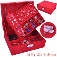 Flannel Double-layer Small Rectangular Box Chinese New Style Jewelry Storage main image 5