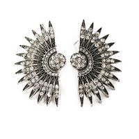 Vintage Fan-shaped Diamond Stud Earrings Exaggerated Earrings Sunflower Sunflower Earrings main image 5