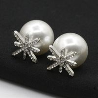 Micro Studded Star Earrings Pearl Silver Stud Earrings Female Flower Snowflake Earrings main image 1
