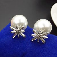 Micro Studded Star Earrings Pearl Silver Stud Earrings Female Flower Snowflake Earrings main image 4