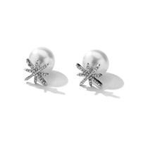Micro Studded Star Earrings Pearl Silver Stud Earrings Female Flower Snowflake Earrings main image 6