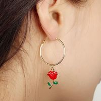 Rose Flower Hoop Earrings main image 1