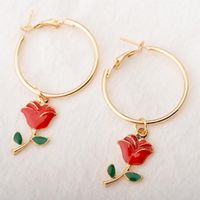 Rose Flower Hoop Earrings main image 3
