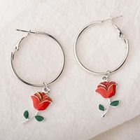Rose Flower Hoop Earrings main image 4